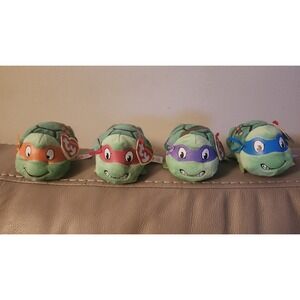TMNT Set of 4 Teeny Ty Beanie Babies 2016 Plush Ninja‎ Turtles W/ Tags Like New